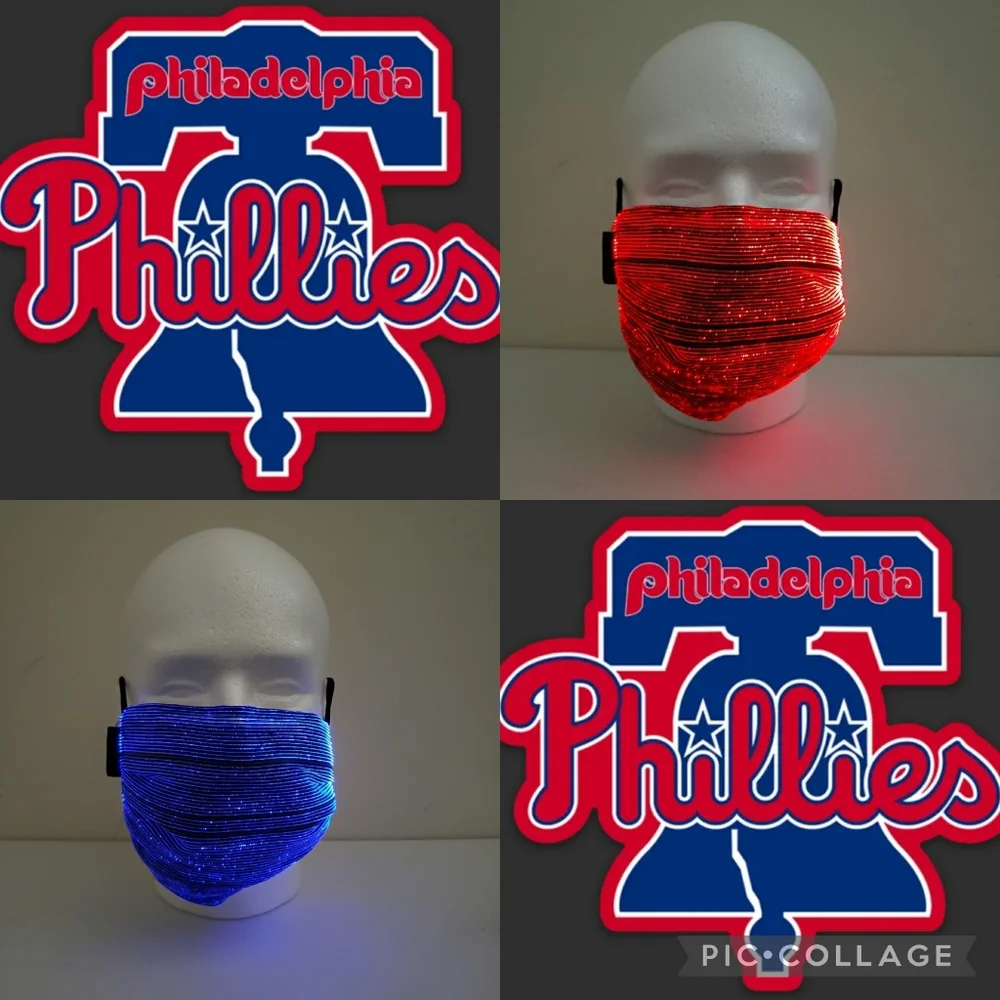 Philadelphia Phillies Fashion LED ADULTS AND KIDS FACE MASK (2 Masks)